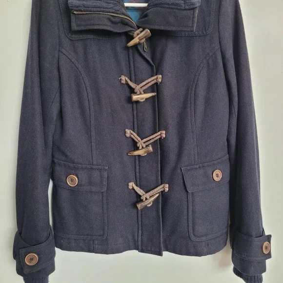 Vintage dELiA*s Women's Navy Blue Toggle Pea Coat M Wool Blend Jacket Y2K Preppy - Picture 4 of 13